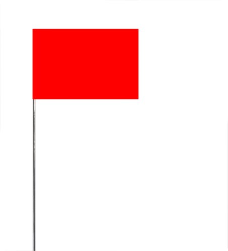 Swanson FRG21100 2-Inch by 3-Inch Marking Flags with 21-Inch Wire Staffs, Red Glo 100 Pack