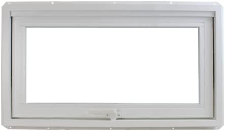 Shed Windows and More 48" x 16" Inward Opening Awning Windows Tempered Low-E Glass White Vinyl Frame Casement Window