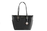 Michael Kors Charlotte Saffiano Leather Large Top Zip Tote - Black