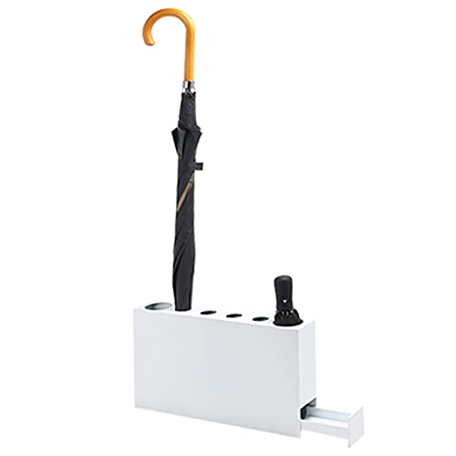 Seau à parapluie rectangulaire en métal avec bac d'égouttage