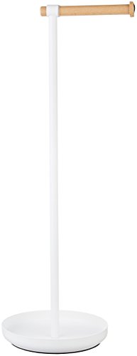 Amazon Basics Toilet Paper Stand with Reserve - White/Beech