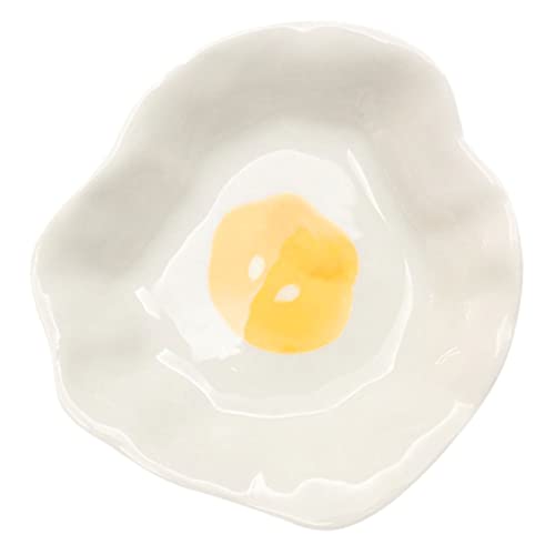 FUNOMOCYA Poached Egg Dressing Dish Appetizer Plates Small Cute Sauce Dish Small Serving Bowls Seasoning Bowl Small Sauce Dish Cute Sauce Plate Snack Dish Soy Plate White Ceramics re-usable