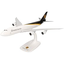 Herpa Snap-fit Airplane Model UPS Boeing 747-8F on Scale of 1250, Plastic Miniature with pedastal, Model Building, Collectors Edition