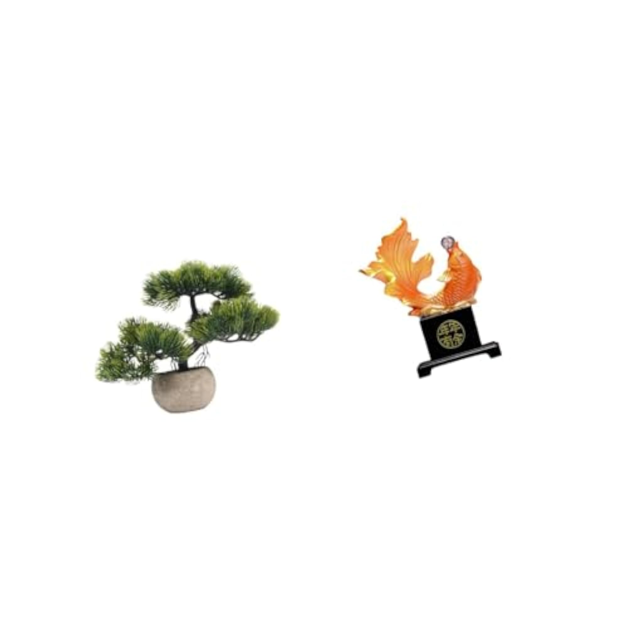 Artificial Bonsai Tree Greenery Collection Fish Sculpture