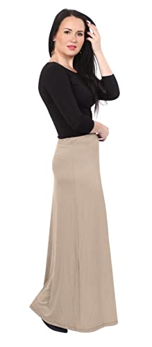 Kosher Casual Maxi A-Line Skirt for Women Elastic Waist in Lightweight Viscose Spandex4