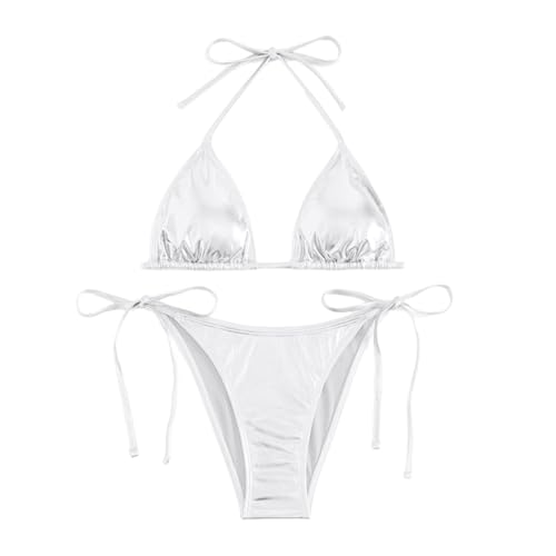 Bikini tankini 2 pièces avec nœud et bordure feuille d'or pour plage et piscine