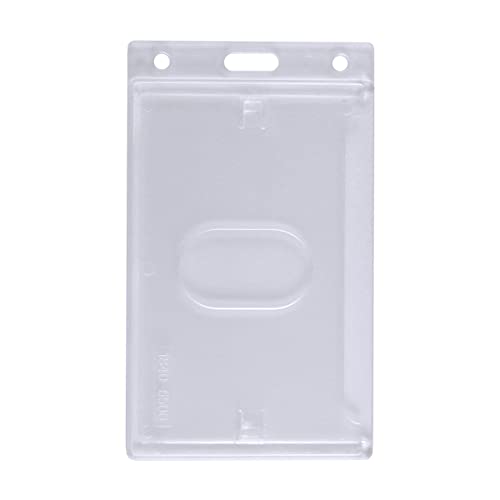 5 Pack - Hard Plastic Badge Holder With Thumb Notch Slide Removal - Vertical Side Load - Clear Frosted Rigid Plastic - Holds One Standard Credit Card Sized Name Badge By Specialist Id #TOP6