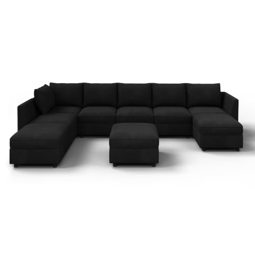 Image of HONBAY Oversized Modular U Shaped Sectional Sofa with Storage,Black