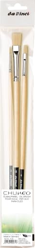 da Vinci, CHUNEO, Ölmalpinsel-Set, Flexible Synthetikfasern, für dickflüssige Ölfarben, Präzise & langlebig, Silberzwinge, Naturpolierte Stiele, Vegan, Made in Germany, Rund & Flach, Größe 0