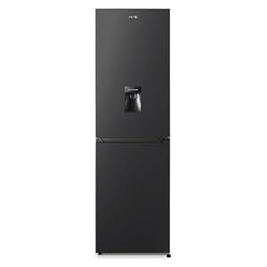 HYE Fridge Freezer - 50/50 Freestanding Fridge Freezer, 182.4cm Height, 55cm Width, 256 Litre Capacity, Total No Frost & Non-Plumbed Water Dispenser, Black - RF01FF256B18