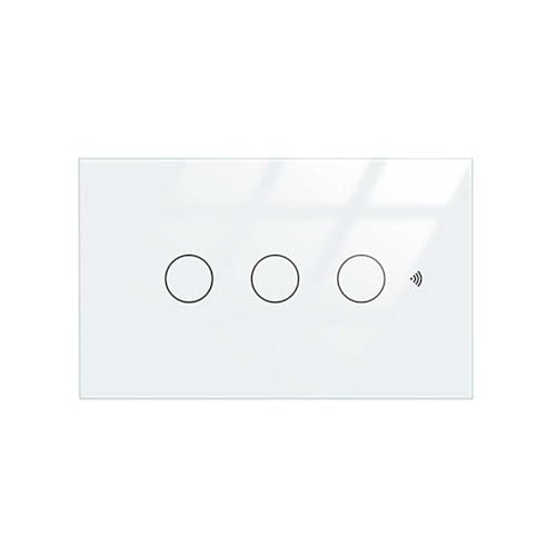 Interruttore Touch Da Parete Wifi 2.4G + Ble + Rf 433Mhz, Vetro Temperato Bianco, 3 Tasti, 120X72X38Mm Per Scatola 503 Italiano, App Tuya Smart Life