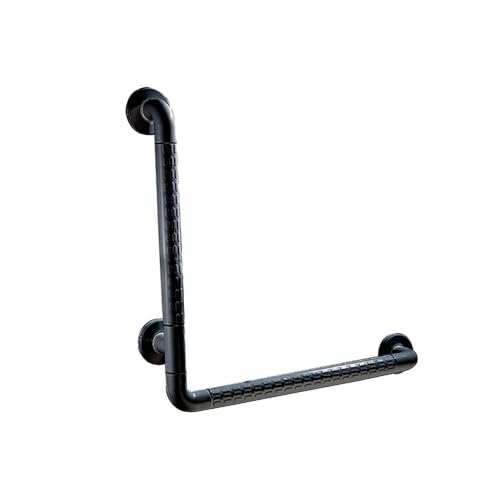 L-Shaped Shower Grab Bars,Stainless Steel 30-70cm Safety Handrail Support Rod,Toilet Handle,Suitable for Elderly Disabled and Pregnant Women (Color : Black, Size : 40cm)