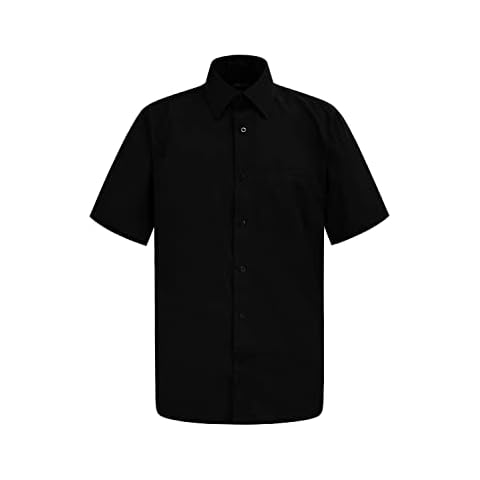 G-Style USA Men's Regular Fit Short Sleeve Solid Color Dress Shirts - Black - 3XL/19-19.5 Cover