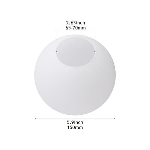 Image of 5.9 inch White Glass Globe Shade, 2.64 inch Opening Replacement Lampshade | Lighting Fixture Glass Accessories for Pendant Lights, Wall Lights, and Ceiling Lights