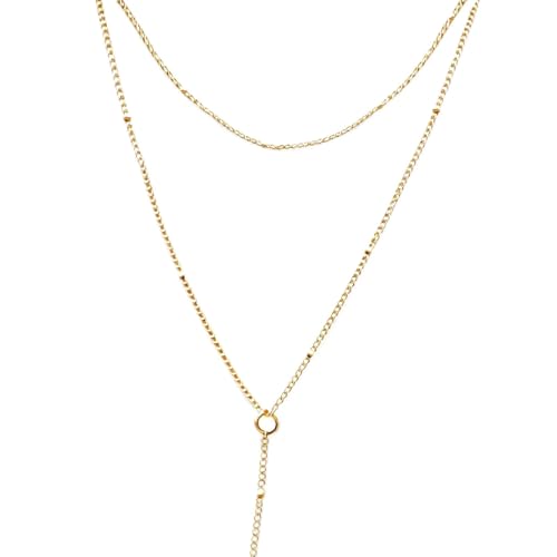 JGVG Lariat Necklace For Women, Y Necklace Long Necklaces for Women, Non-Tarnish Dainty Trendy Jewelry for Daily Wear, Layering, Dating and Gift Giving (Gold)