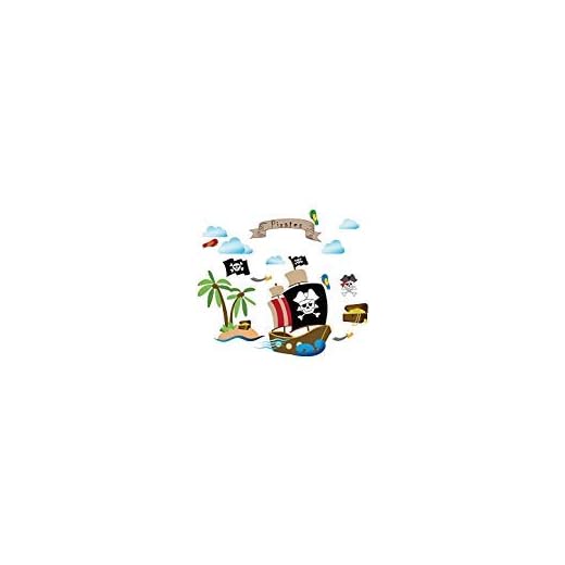 decalmile Barco Pirata Pegatinas de Pared Habitación Infantiles Adhesivos Pared Dormitorio Salón Guardería Niños Bebés Mural Pared Tema Pirata Decoración