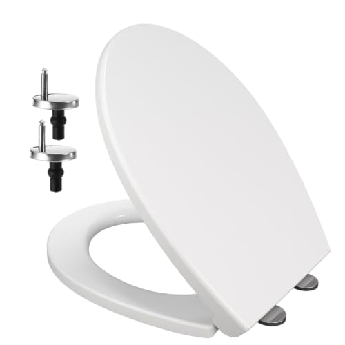 Soft Close Toilet Seat Oval Standard Size Toilet Seat Quick-Release for Easy Cleaning Durable Loo Seat Comes with Top Fitting By AAN