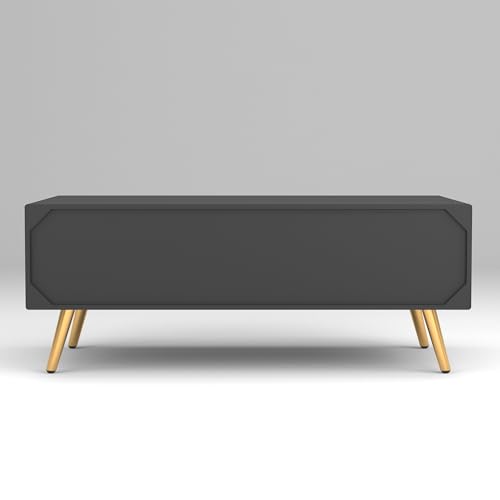 Image of ONIJA Modern Coffee Table for Living Room | HDMR Premium Wood Center Table with Storage Shelf | Matte Finish Coffee Table | Wooden Tea Table with Sturdy Legs (Black)