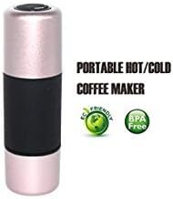 Okcafe Portable Coffee Maker Best Premium Quality Stainless Steel Cafetiere Mini Electric Espresso Machine for Travel， Home Office, Quick FREE Mini Coffee Storage Canister