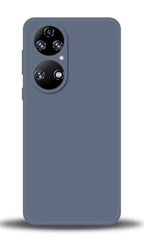 WUACYEAMING Compatible with Huawei P50 Pro Case,with Camera Lens Protector Ultra Slim Liquid Silicone Cover Anti-Scratch Shockproof Case-Grey