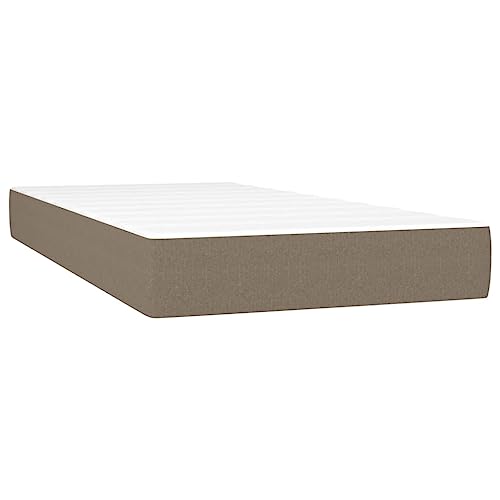 Boxspringbett mit Matratze, Taupe, 90x190 cm, Stoffbezug, höhenverstellbares Kopfteil, Taschenfederkernmatratze, mittelharter Liegekomfort, komplettes Schlafzimmer-Set – Bild 8