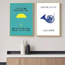 LMAIWANG Póster minimalista azul de Cómo conocí a vuestra madre con paraguas amarillo para dormitorio (20 x 30 cm, sin marco)