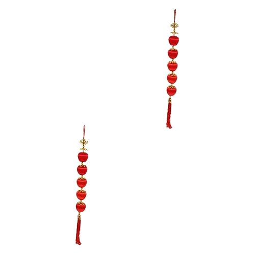 Amosfun 2 Piezas Strudel de Manzana decoración casa New Year Decorations Colgante de año Nuevo año Nuevo Chino Aire decoración Colgante del Festival de Manzanas Festivas paño Rojo