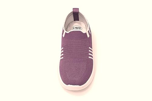 Image of Women's Stylish Slip-On Walking Shoes | Lightweight Breathable Knit Sneakers, Gym, Travel, Running & Casual Comfort Shoes for Girls and Ladies Voilet