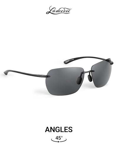 LADEESSE Sunglasses Men - Rimless Square Polarized Sunglasses - Lightweight TR90 Frame Sun Glasses with UV Protection3
