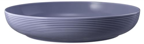 Seltmann Weiden Beat Color Glaze Foodbowl | 28 cm | Schale für Desserts, Suppen und Salate | Rillen-Relief | Porzellan | Fliederblau – Ansicht 1