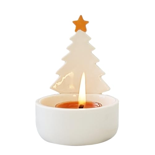 Yulokdwi Porte-Bougie en Forme d'arbre De Noël | Décorations en Forme de Sapin - Bougeoir de Table en Céramique - pour Usage Intérieur Maison Manteau Cheminée Table Noël Hiver Fête Festival