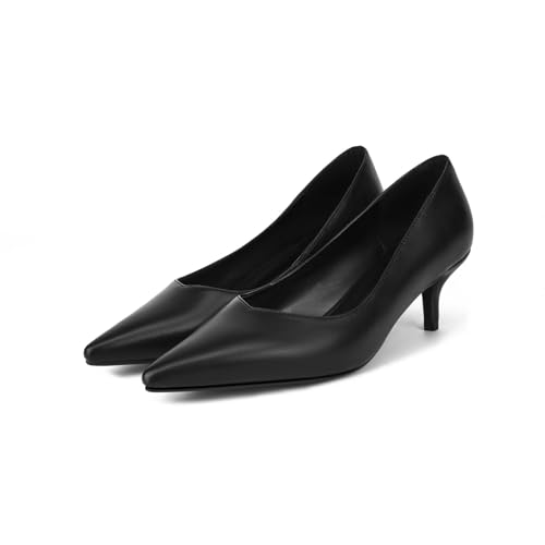 Black Kitten Heels for Women Pumps Stiletto Heels Pointed Toe Slip on Low Heel Dress Shoes Comfortable Party Wedding Dressy Women Shoes3