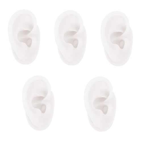 AUTSUPPL 5個 人工耳型 耳の練習用モデル ジュエリー 柔軟な付け耳 ボディピアスキット 舌モデル シリコン耳型 耳ピアスモデル シリコーン耳モデル 人工のシリコーンの耳 シリカゲル 白い