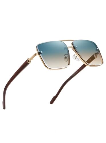 Image of Classic Mens Sunglasses Fashion Gold Frame Shades for Men UV 400 Protection Sunnies(7563)