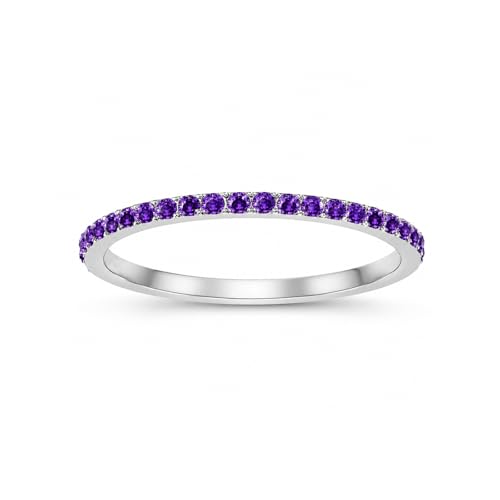 GlameVibe Birthstone Rings For Women, Silver Stackable Cubic Zirconia Stainless Steel Birth Stone Ring To My Daughter/Mom Birthday Unique Gifts Jewelry (06-Silver-June, 6)