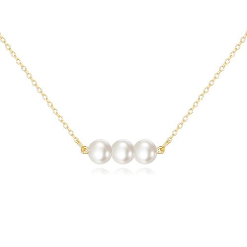 KECHO 14K Real Gold Freshwater Cultured Pearl Pendant Necklace 14K Solid Gold Jewelry Anniversary Birthday Gifts for Women
