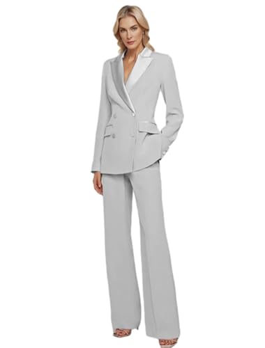 Womens Suit 2 Piece Set Business Two Button Peak Lapel Blazer Jacket with Pants for Office Ladies