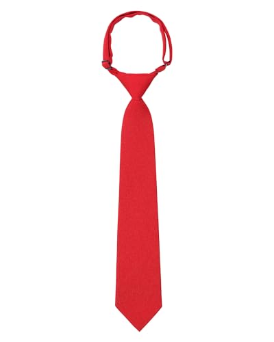 Kajeer Boys Ties for Kids Pre-tied Kids-Buckle Closure Adjustable Solid color Toddler Neckties Ties for Boys (10.6inch (Ages 2-5) Red)