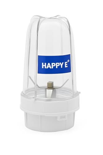 Image of HAPPY E Premium Bullet Mixer Grinder Jar, 300ml BPA-Free Polycarbonate Jar with SS 304 Cross Blade, 2-Lock System & 4-Teeth Coupler for Grinding, Blending & Mixing