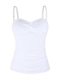 Ocean Blues Women's White Twist Swimsuit Top Molded Cups Tummy Control Tankini Top Only Size Large