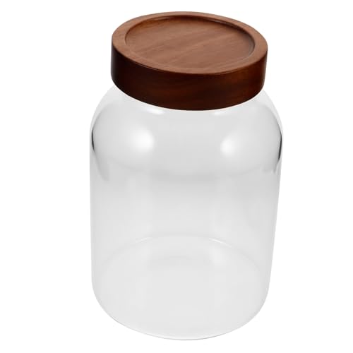 HOLIDYOYO tarro de almacenamiento de vidrio masón etiquetas conservación ancho dulce frascos de vidrio contenedor de azúcar para barra de café tarros de albañil extra Madera