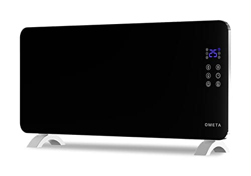 Ometa Glass Electric Heater, Wall Mounted Radiator or Free Standing Electric Radiator with Wifi Amazon Alexa Google Assistant & Remote, Black Electric Heater in 1500W or 2000W (watts, 1500)