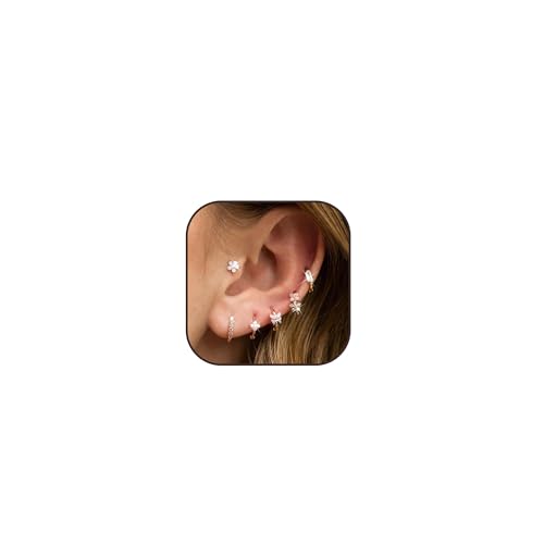 Small Stud Hoop Earrings for Women Trendy Gold Huggie Earring Sets for Multiple Piercing Dainty Earring Stacks Cartilage Earring Jewelry Gifts