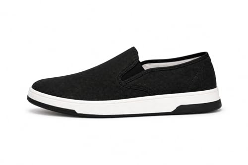 Image of Marswalk Men's Casual Slip-On Shoes, Blue Canvas, Breathable, Lightweight, Rubber Sole