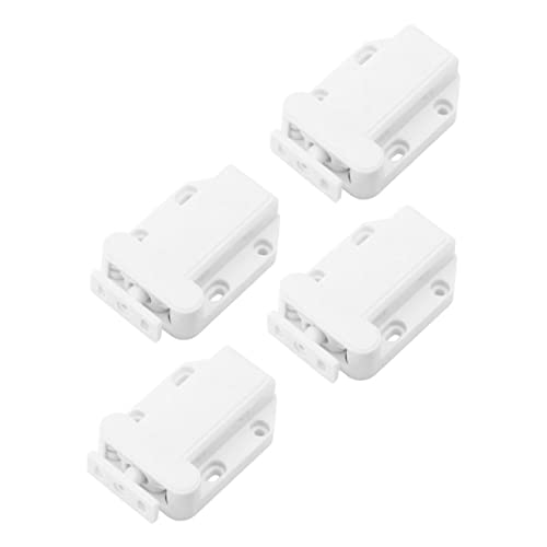 Hemobllo 4 Piezas dispositivo de autobloqueo cerrar pestillo táctil cierres y pestillos del gabinete pestillos de hardware toque el pestillo abierto bloqueo de rebote el plastico blanco
