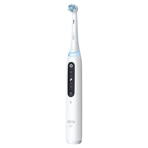 Image of Oral-B Rechargeable Electric Toothbrush, iO5 Limited Deep Clean & Whiten, 5 Cleaning Modes, Visual Pressure Sensor to Protect Gums, Travel Case, 3 Brush Heads, White