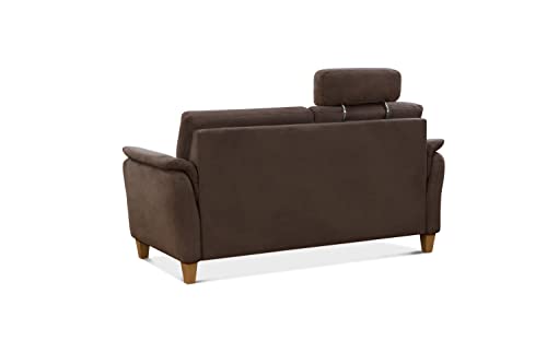 CAVADORE 3er-Sofa Palera mit Federkern / Kompakte Dreisitzer-Couch im Landhaus-Stil / inkl. 1 Kopfstütze / 179 x 89 x 89 / Mikrofaser, Braun – Bild 6