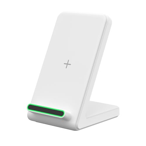 Wireless Charger Stand for Samsung, Fast Wireless Charging Stand for Apple iPhone, for Samsung Galaxy S22/S21/S20, for Google Pixel, for LG and All Qi-Enabled Devices (White)