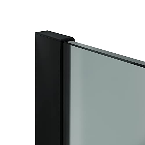 ELEGANT 760mm Walkin Shower Enclosure Bathroom 8mm Grey Safety Easy Clean Glass for Bath Wetroom Walk in Shower Cubicle Screen Panels + Black Stainless Steel Support Bars