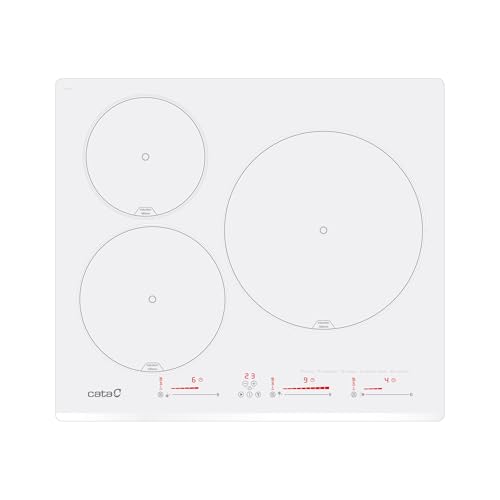Placa Inducción CATA elegante en color blanco con bisel frontal y alta seguridad